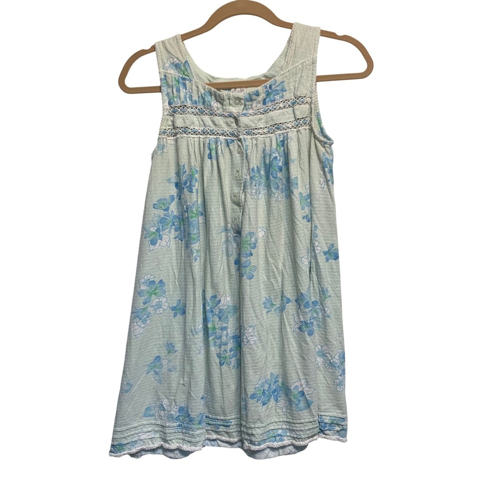 VTG Aria Petites Nightgown Small Floral Cotton Sleeveless Lace Soft Girl Cottage